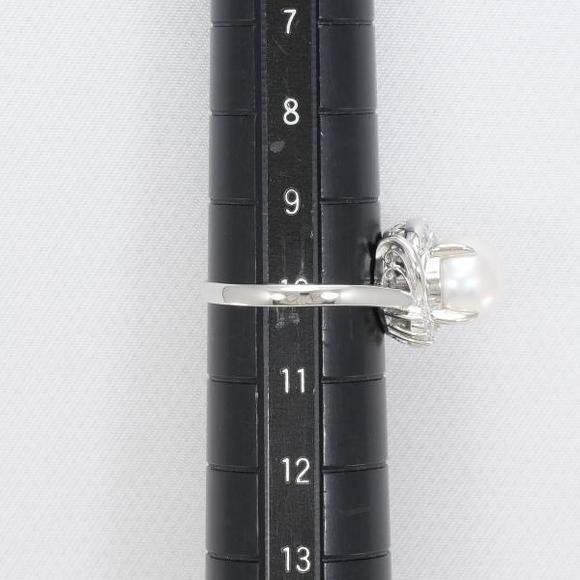 Other PT900 Platinum Pearl Ring with Diamond Metal Ring in Excellent Condition - Picture 5 of 7